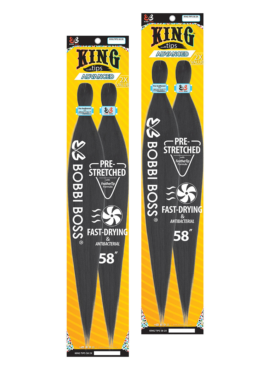 King Tips Advanced 58″ 2X Pre-Feathered Braiding Hair